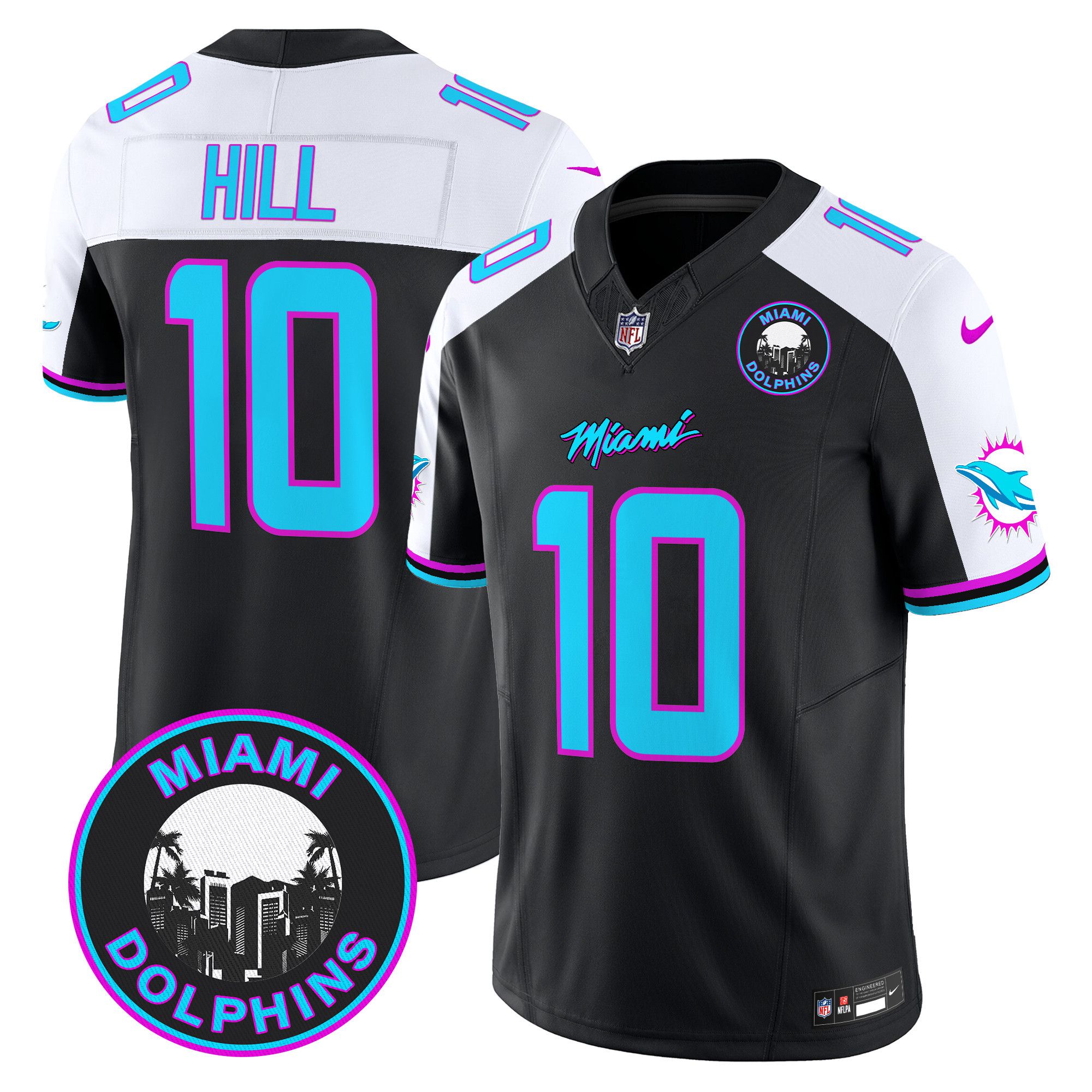 Men Miami Dolphins #10 Hill Black 2024 Nike Vapor Limited NFL Jersey
